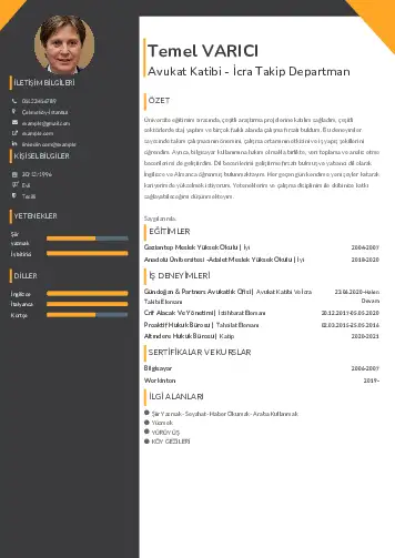 Hukuk Sekreteri Cv Örnekleri cv indir